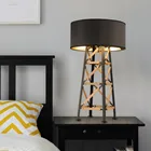 Lighting Table Light Family Style Iron Wood Fabric Material E27 Source Black Color Table Lamp Lighting