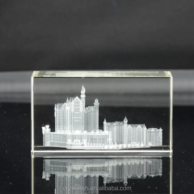 crystal 3d laser building cube for home office decoration gift