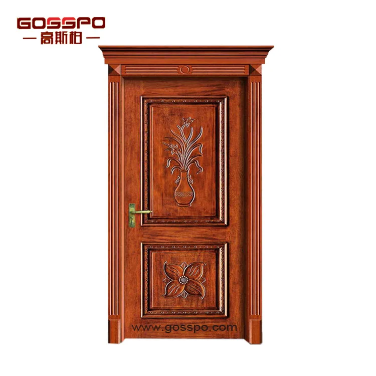 Painting Sapele Wooden Carved Flower Door Wooden Single Door
