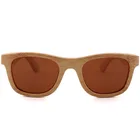 Wholesale new glasses product square shape blue Polarizing bamboo wooden sunglasses