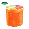 Reatai high quality round linen or faux leather toy box stool ottoman for seat