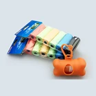 Eco-friendly 12pcs set plastic dog poop bag holder dispenser bag pet dog poo bag