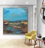 /product-detail/golden-framed-hand-painted-deep-blue-sky-and-beach-abstract-art-painting-for-star-rated-hotel-62196007996.html