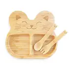 bamboo Baby Toddler silicone Suction bowl Feeding Plate with spoon