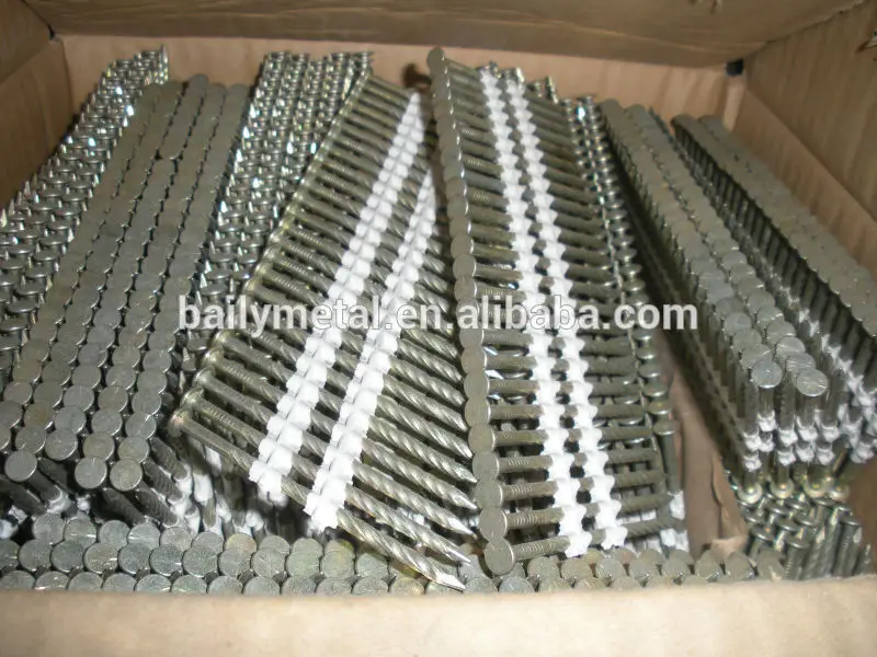 Factory direct high quality 21 degree plastic strip nails ring shank for USA market
