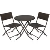 Leisure Flat Wicker Steel Rattan Folding Round Table Set 3pcs/5 pcs Garden Outdoor Dining Furniture