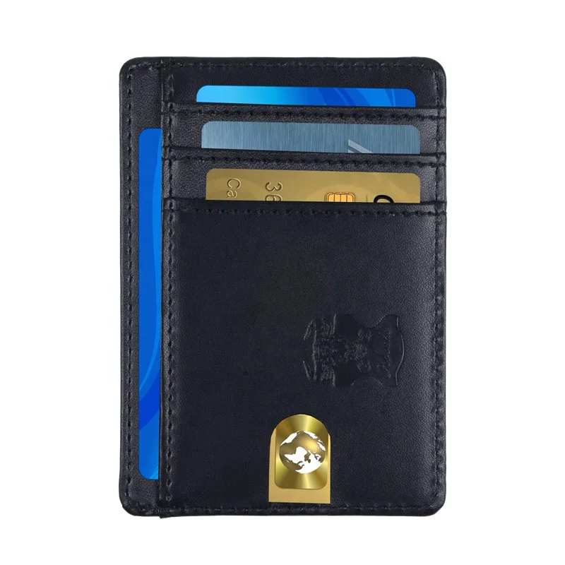 شعار مخصص رجالي حافظة بطاقات جلدية بطاقة محفظة جلدية حقيقية