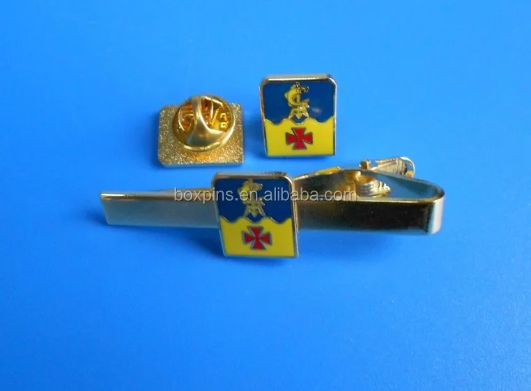 corporate gift set logo lapel pin and tie pin for men
