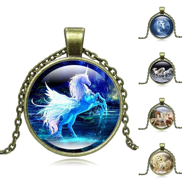 plating bead chain with angel and sheep shiny pendent necklace