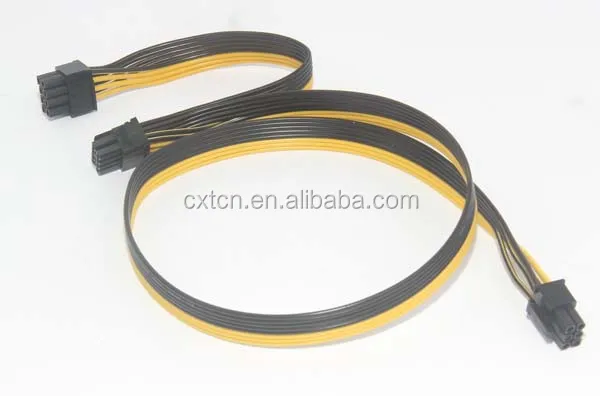 PCI Express PCI e de 6 pines a 6 pines y 8 (6 + 2) pin conector de tarjeta de vídeo de la GPU de Cable de suministro de energía 60 + 20 cm para Bitcoin minero de la máquina - ANKUX.COM