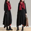 Z91404A Long Sleeve Black Autumn Cotton Maxi Dress
