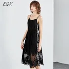 Summer sexy 100% polyester off shoulder sleeveless A-line lace dresses for women