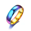Stainless Steel Classic Colorful Rainbow IP Simple Band Finger Ring Band Cuffs for Women Men Fashion Jewelry