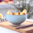Beautiful japanese color pad printing personalized porcelain soup rice noodle fruit salad round ceramic bowl