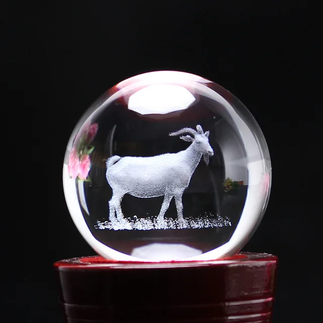 3d laser engraving crystal ball animal crystal gift