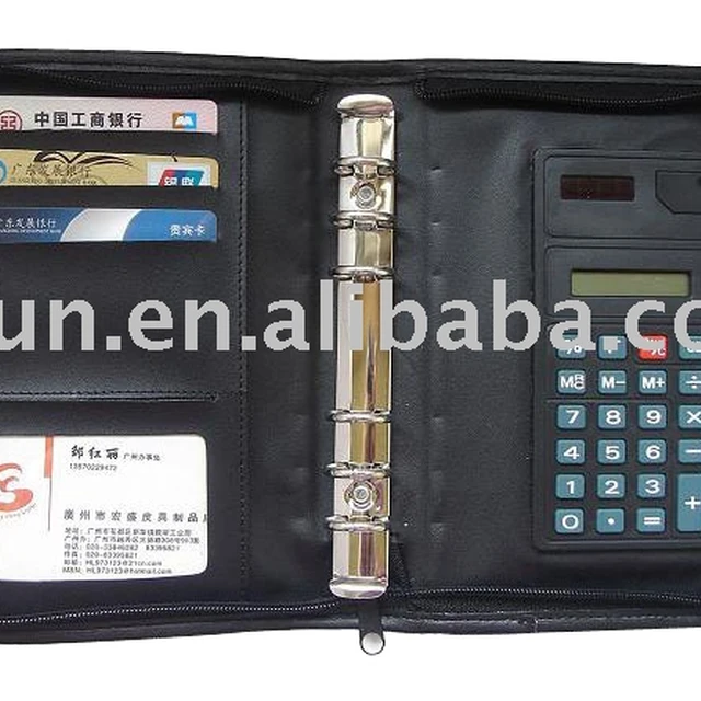 leather bank card holder with calculator