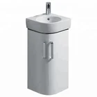 Wall-mount Two-door Bathroom Corner Vanity Cabinet with White Ceramic Sink
