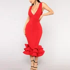 Sexy Women Clothing Wholesale Ruffle Dress Women Long Club Dress Bodycon Gown