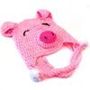 Fashion Cute Pink Pig Animal Shape Children Acrylic Knit Earflap Crochet Baby Hat