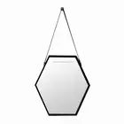 Metal framed decorative wall mirror with leather strap
