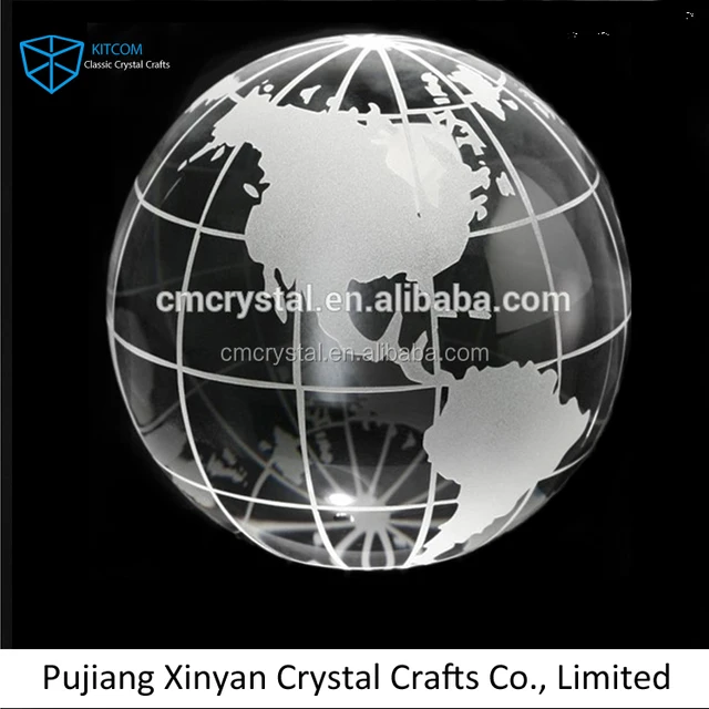 crystal ball with world map sandblast for wedding and home