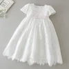 Hot Sale Baby Infant Girl Baptism Dress Flower Newborn Gown White Lace Christening Dress