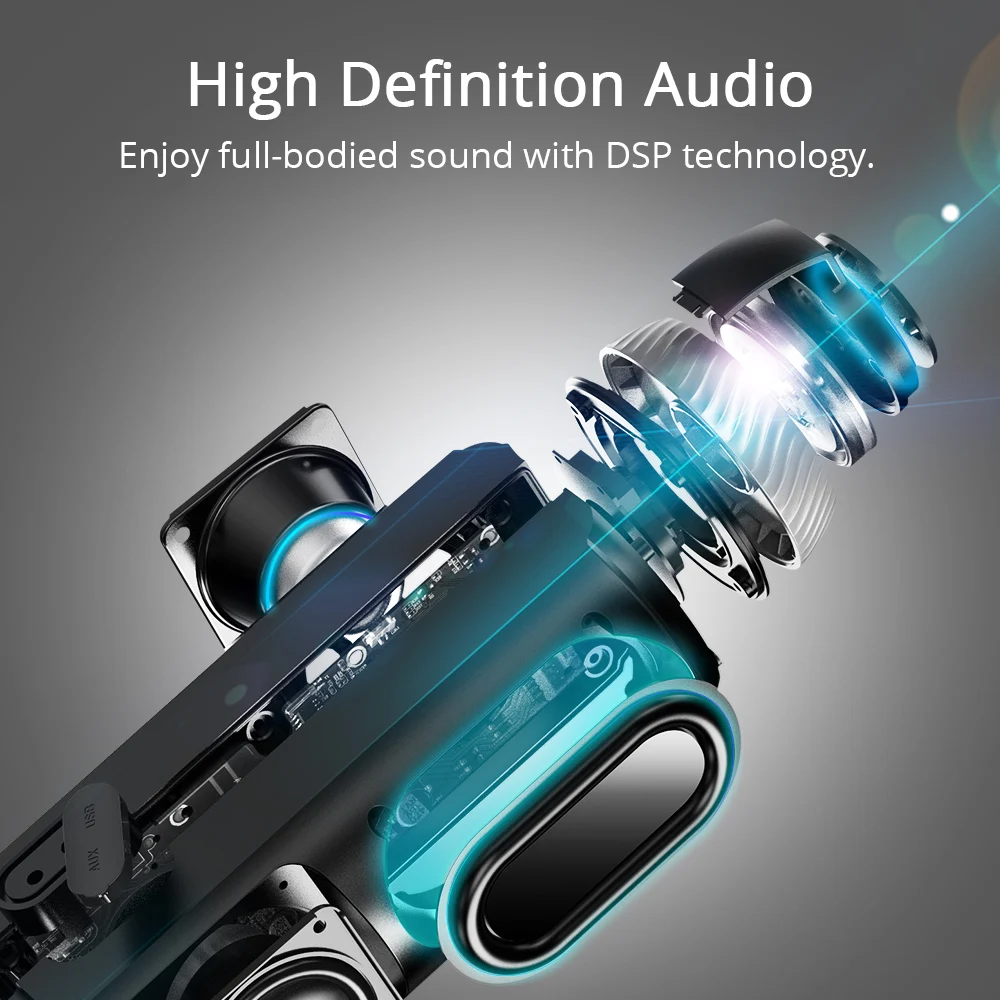 In Stock Tronsmart Element T6 25W Portable BT Speaker with Built-in Microphone Enhanced Bass - ANKUX.COM