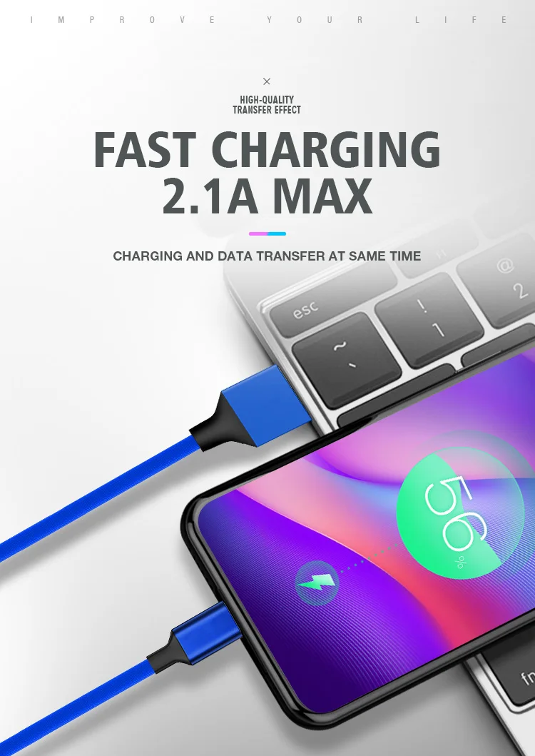 high feedback mobile usb cable 1m nylon weave micro usb cable charger - ANKUX.COM