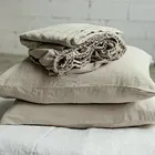 Flax linen Bedding Set Pillow Case Fitted Sheet Hotel Bed Linen