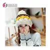 Winter monochromatic warm knit cap Thick stick knitting mixed color winter hats for women beanies wholesale