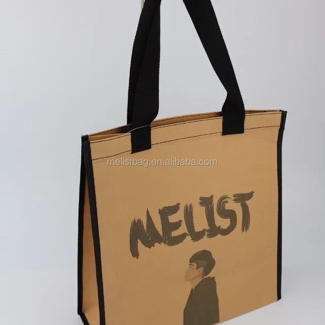 design resuable shopping bag washable kraft paper tote bag for