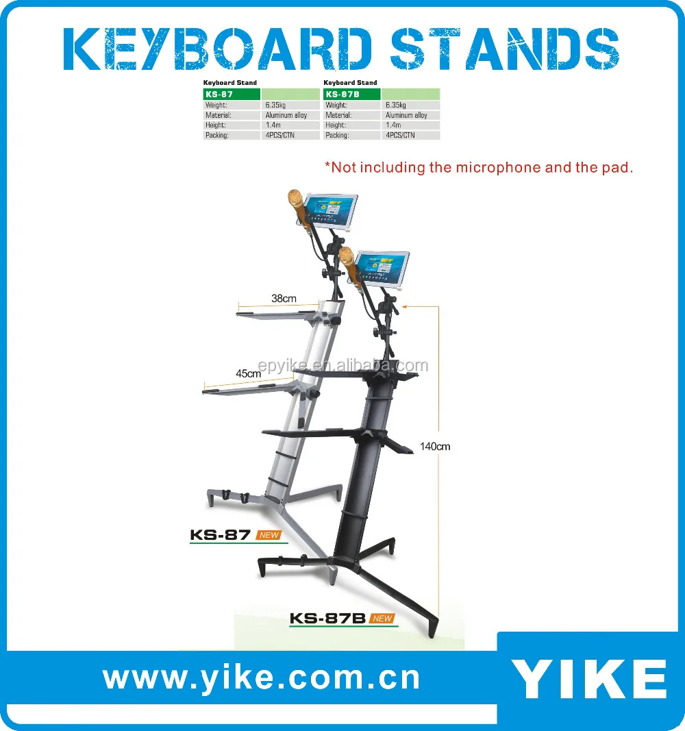 Multifunctional KS-87 Silver Keyboard Stand with Tablet Mic Stand