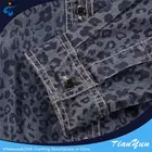 Ladies Blouse Print Blouse Design Good Sealed Cheap Fashion Long Sleeve Denim Cotton Ladies Leopard Print Blouse