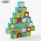 Luxury custom design gift packaging cardboard advent calendar paper christmasbox drawer box