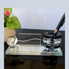 Crystal Office Gifts/ Crystal Desktop Pen Holder and Table Clock and Card Holder/Triad suit