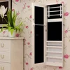Wall mounted mirror square jewelry cabinet hanging white hardware for girl makeup