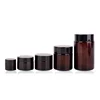 Hot Sell 10ml 30ml 50ml 100ml 200ml Straight Side Shape Amber Color Empty Glass Face Cream Jar for Cosmetic for Sale