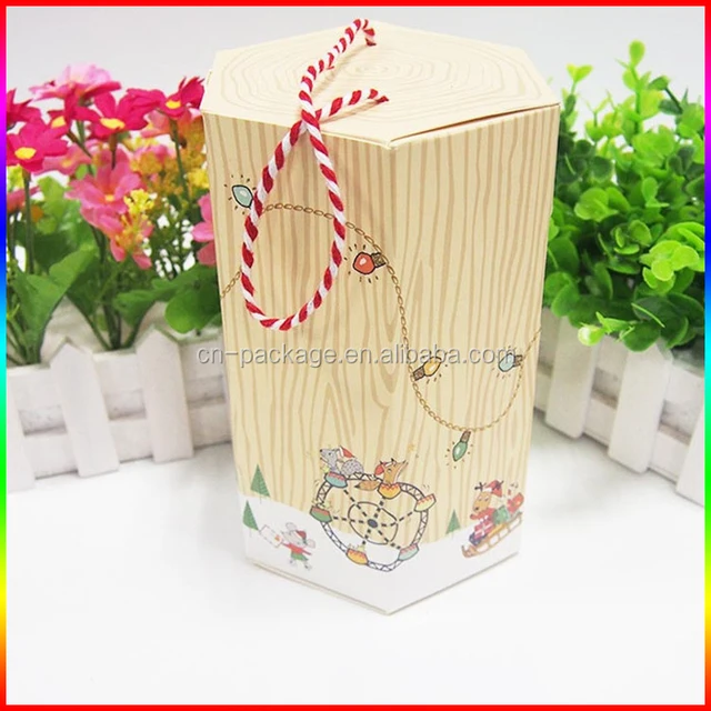 hexagon paper packing box for christmas gift/toys packaging