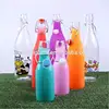 500ml glass milk bottle with swing top round clear glass milk bottle with pp cork cap