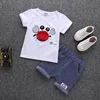 Fashion casual boys clothing sets 3D crab printed design and stripe shorts kids clothes little boys clothing wear