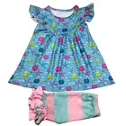Sea shells smocked child clothing girls cartoon pearl dress summer outfit