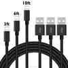 Black 3ft Nylon Cable for iPhone 2.1A Fast Speed Charging 10FT 60FT 2M Cable Charger for iPad iPod Power Cable Data Sync White
