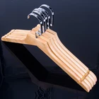 Shopping street hot sale wooden hangers used clothes and set hanger of natural