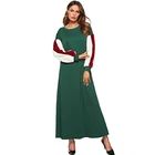 White Red Fur Sleeve Green Special Design Ladies Casual Clothes Women muslim Long Dress