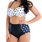 Womens Plus Size Swimwear Dot Tankini Tops Tummy Control 2 Piece Floral Retro Swimsuits