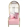 European elegant wedding velvet gold stainless steel cage sofa set chair