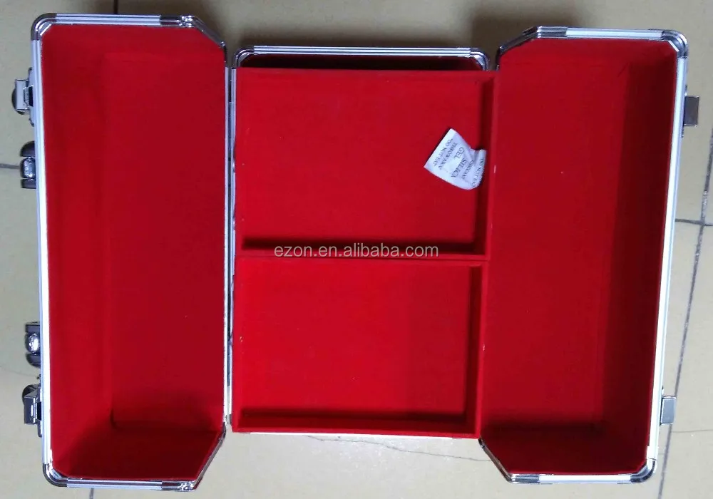 Professional aluminum hard makeup case,Portable aluminum makeup tool cosmetic case,Double-open aluminum makeup case