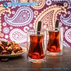 6 oz Strong Double Wall Insulated Borosilicate Thermo Glass Turkish Style Tea Cups