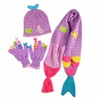 Kids Lovely Sea World Mermaid Scarf Hat and Gloves 100% Acrylic Knitting Winter Essentials for baby boys girls