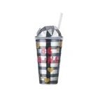 Personalized double wall plastic tumbler cups with straw